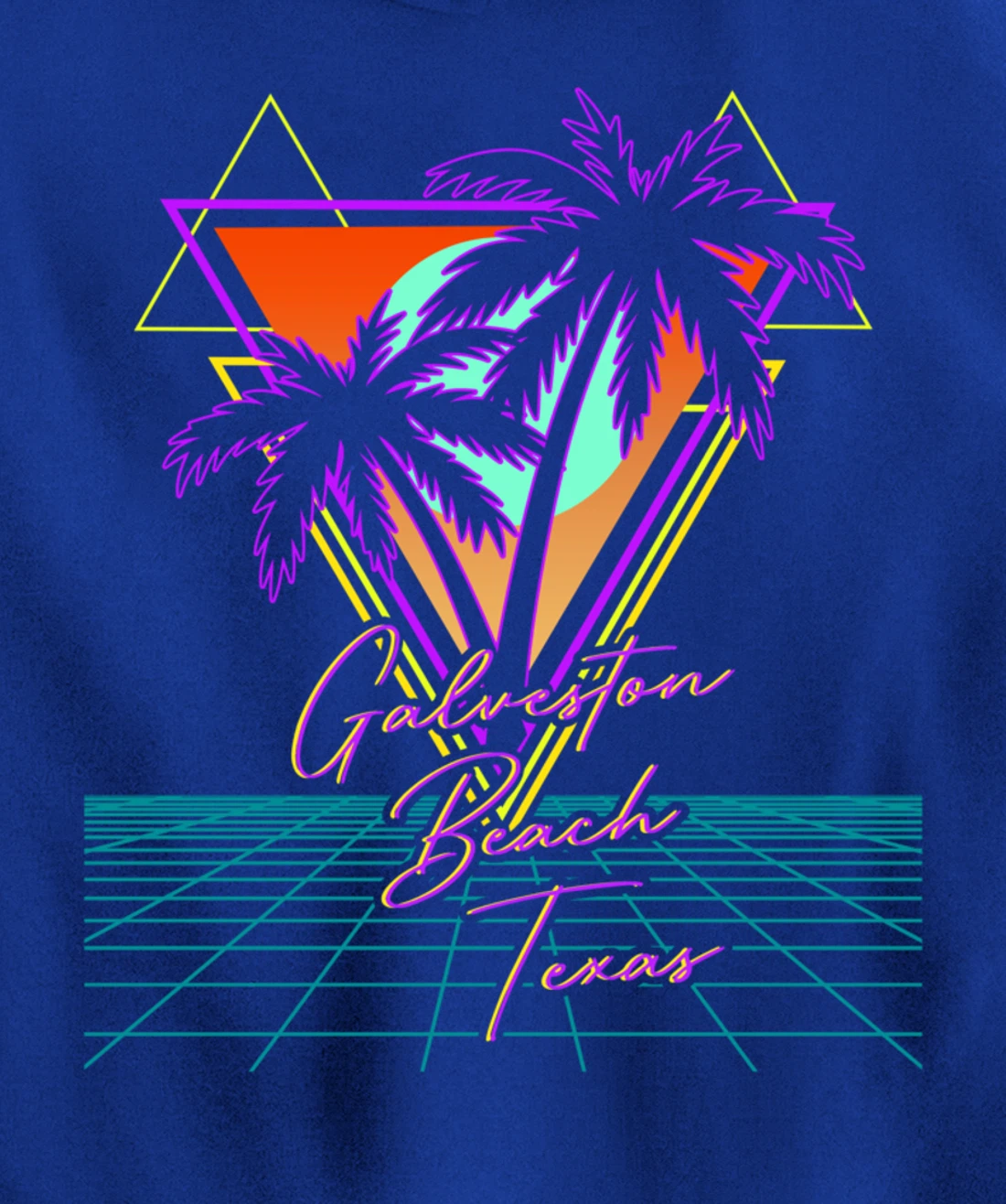 GALVESTON BEACH TEXAS Trip Retro 80s Vaporwave Aesthetic Pullover Hoodie