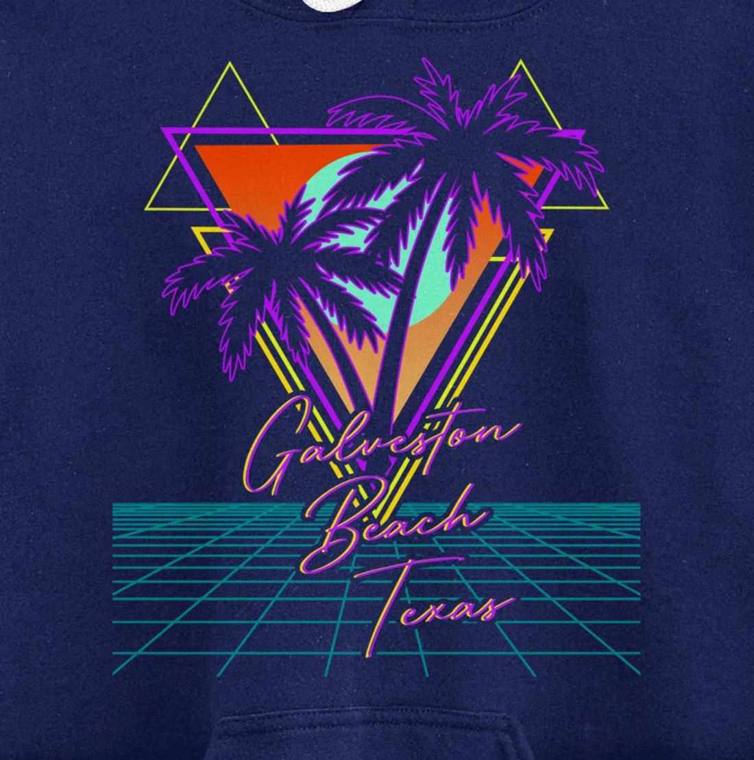 GALVESTON BEACH TEXAS Trip Retro 80s Vaporwave Aesthetic Pullover Hoodie