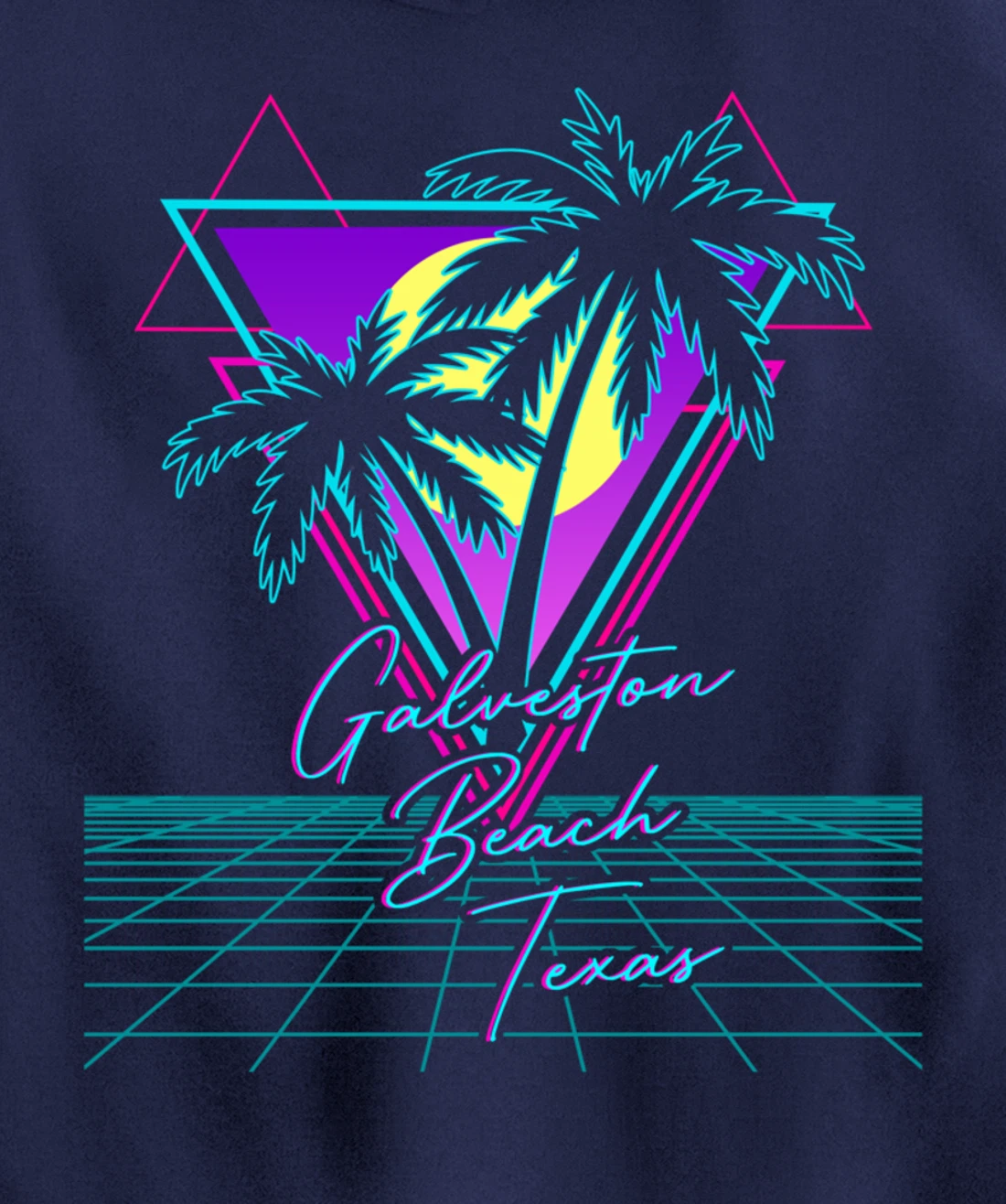 GALVESTON BEACH TEXAS Trip Retro 80s Vaporwave Aesthetic Pullover Hoodie