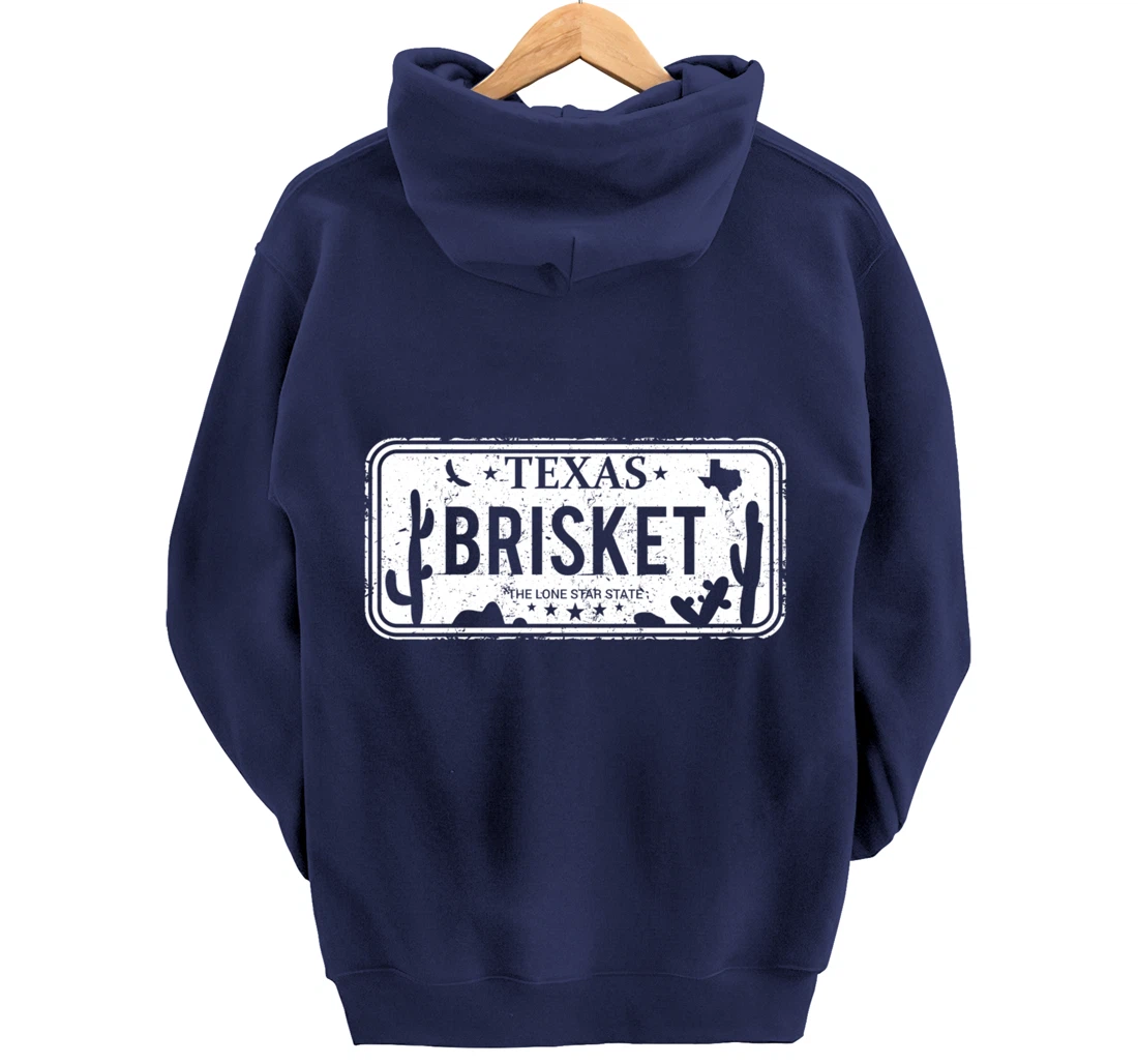 Texas Brisket License Plate BBQ Pitmaster Meat Smoking Pullover Hoodie