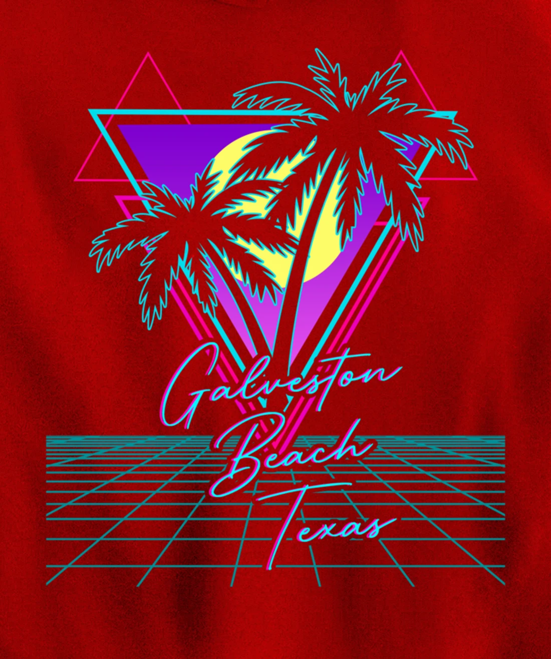 GALVESTON BEACH TEXAS Trip Retro 80s Vaporwave Aesthetic Pullover Hoodie