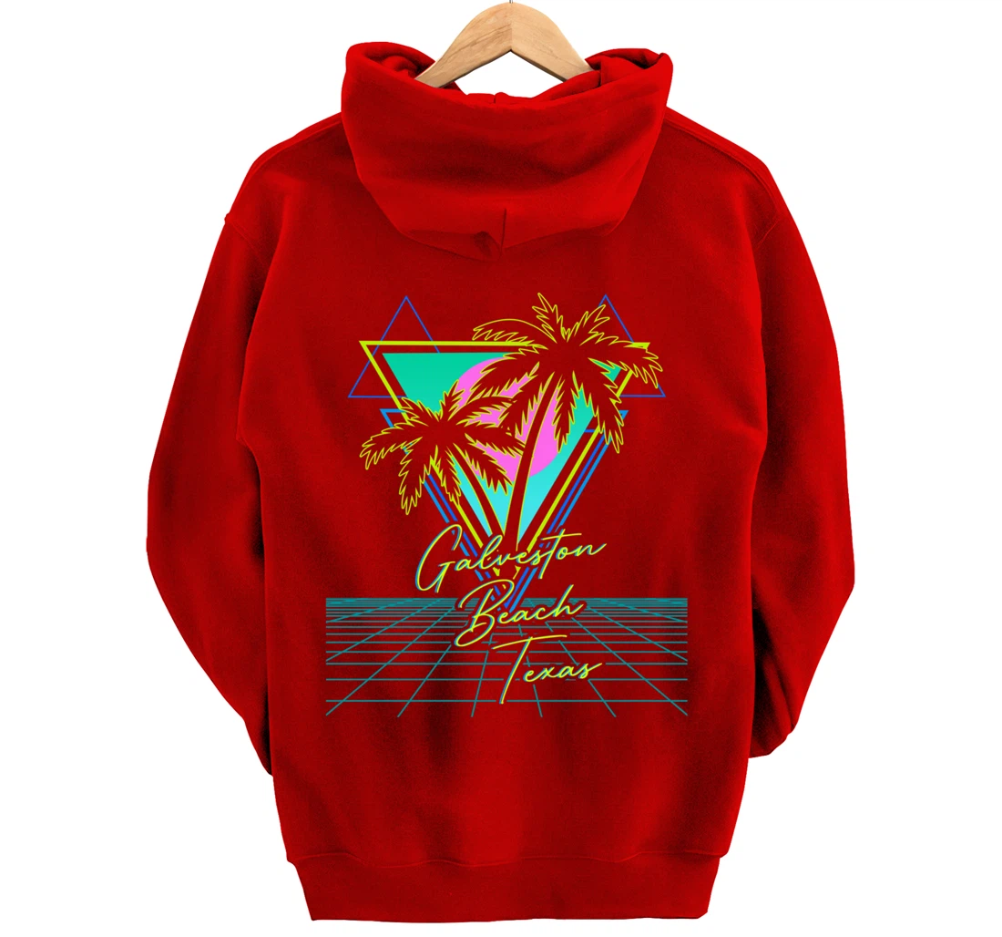 GALVESTON BEACH TEXAS Trip Retro 80s Vaporwave Aesthetic Pullover Hoodie