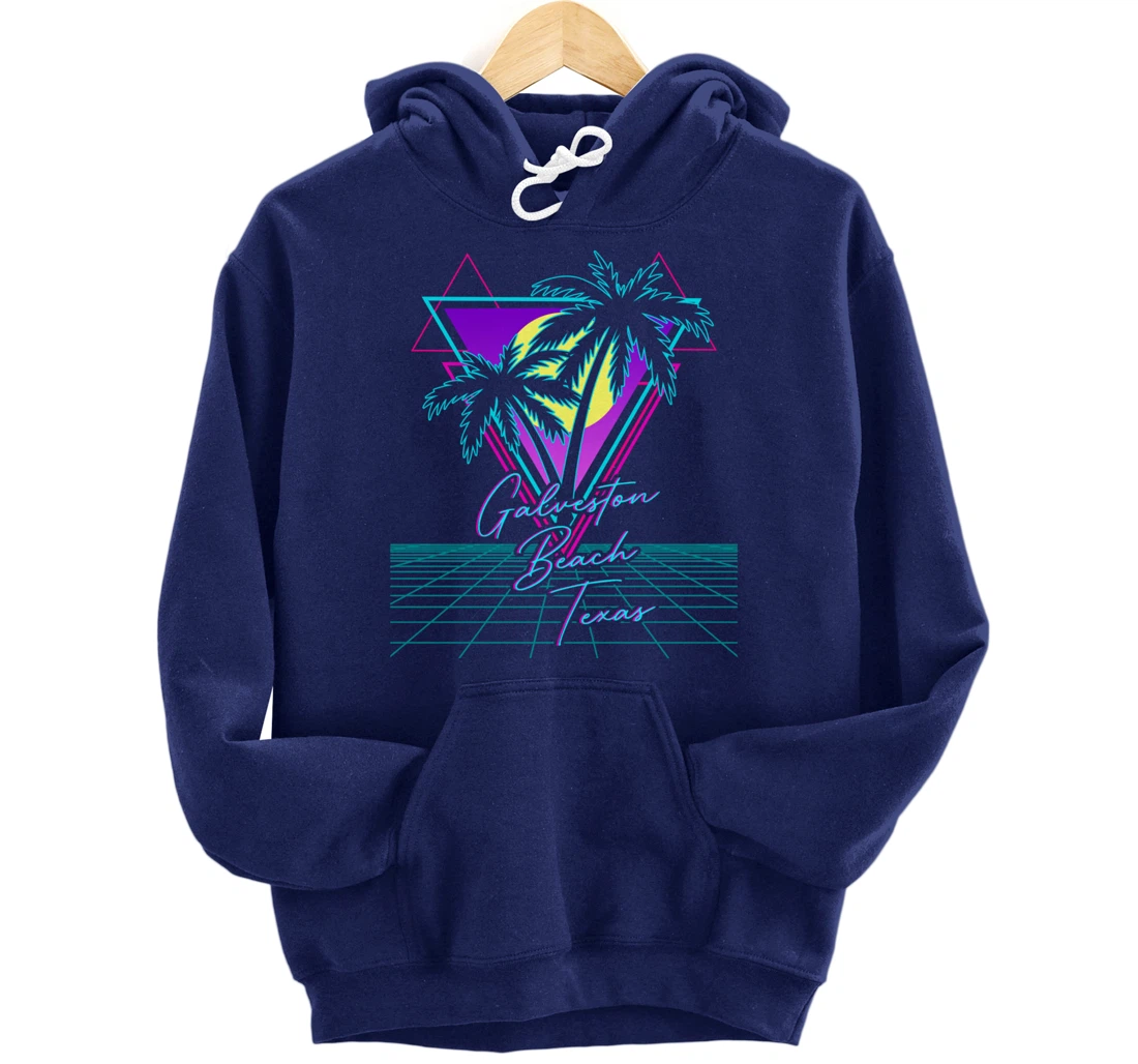 GALVESTON BEACH TEXAS Trip Retro 80s Vaporwave Aesthetic Pullover Hoodie