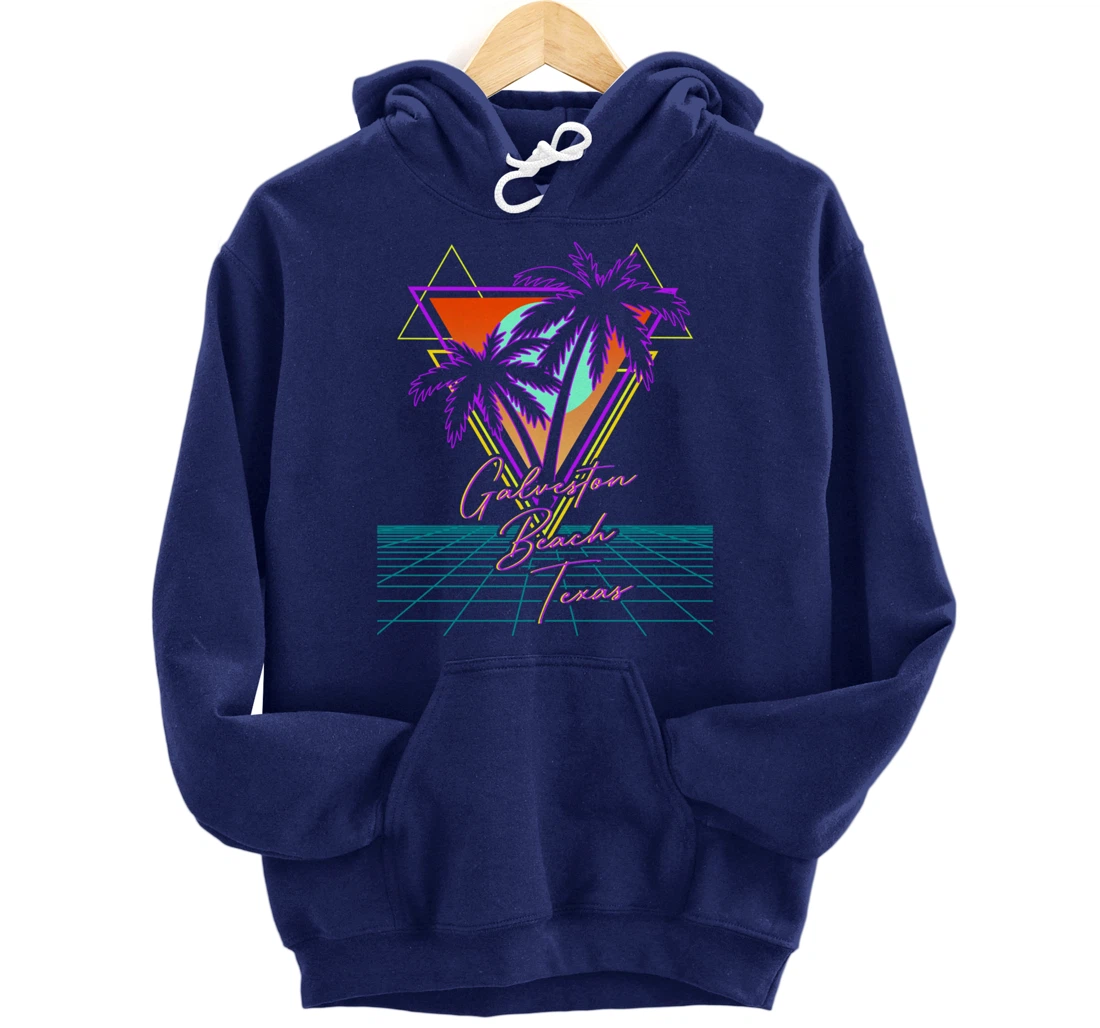 GALVESTON BEACH TEXAS Trip Retro 80s Vaporwave Aesthetic Pullover Hoodie