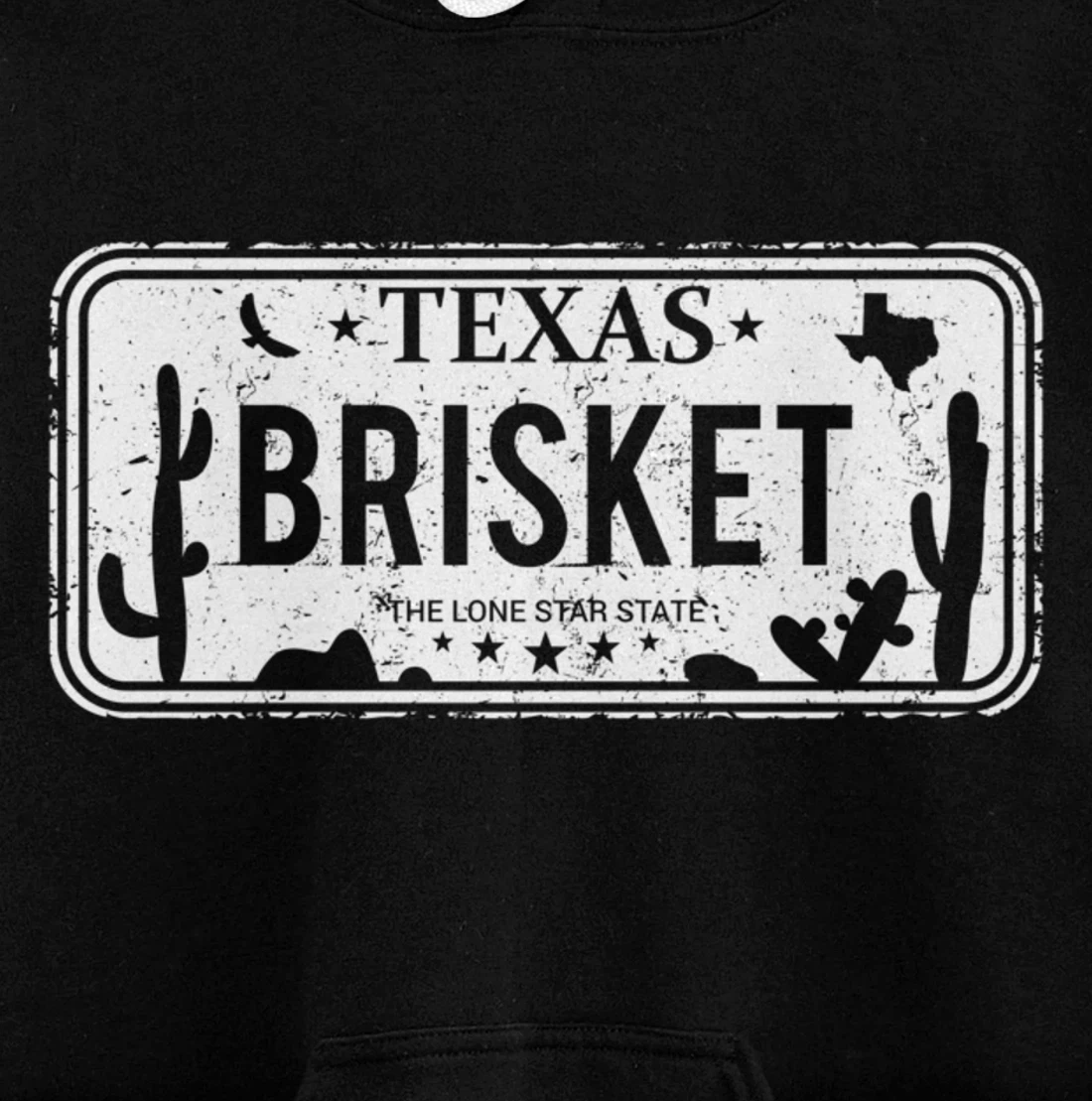 Texas Brisket License Plate BBQ Pitmaster Meat Smoking Pullover Hoodie