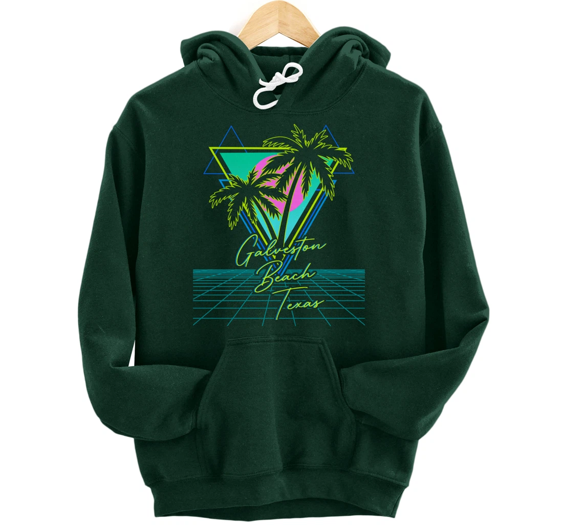 GALVESTON BEACH TEXAS Trip Retro 80s Vaporwave Aesthetic Pullover Hoodie