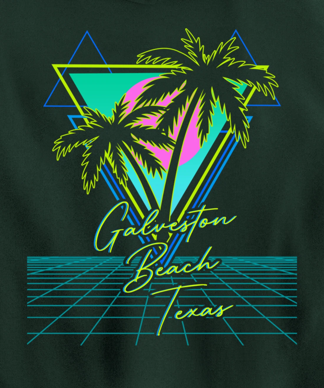 GALVESTON BEACH TEXAS Trip Retro 80s Vaporwave Aesthetic Pullover Hoodie