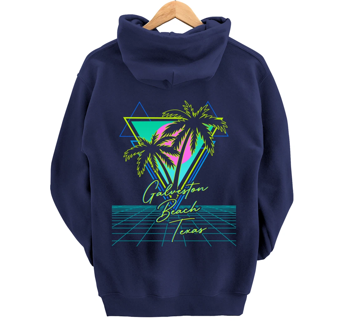 GALVESTON BEACH TEXAS Trip Retro 80s Vaporwave Aesthetic Pullover Hoodie