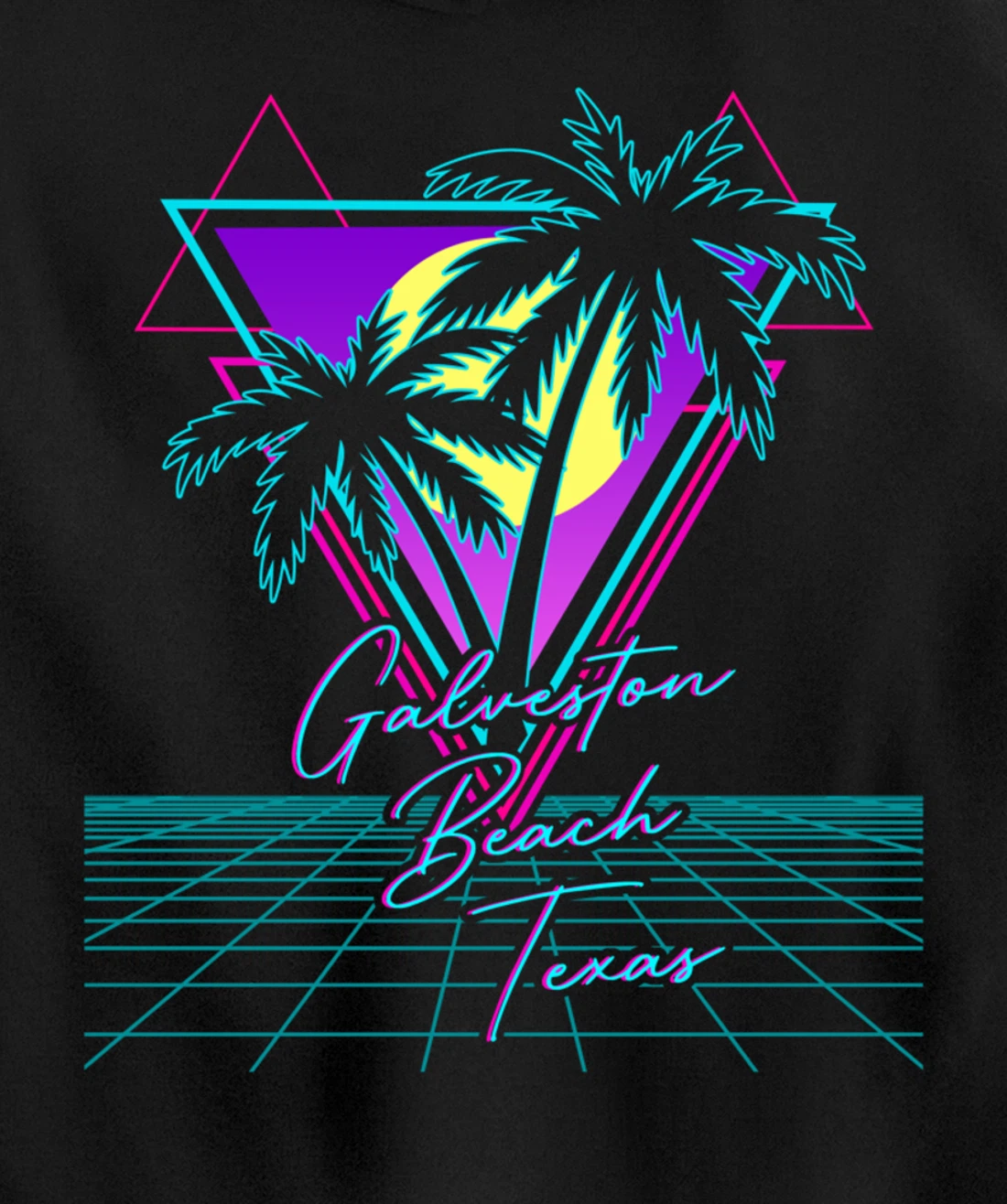 GALVESTON BEACH TEXAS Trip Retro 80s Vaporwave Aesthetic Pullover Hoodie