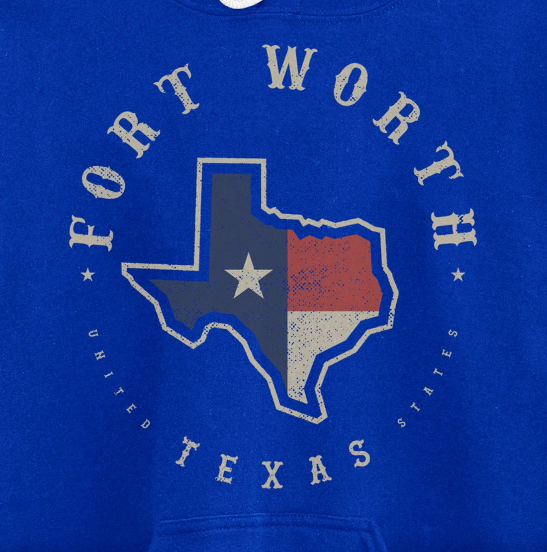 Vintage Fort Worth Texas State Flag Map Souvenir Gift Pullover Hoodie