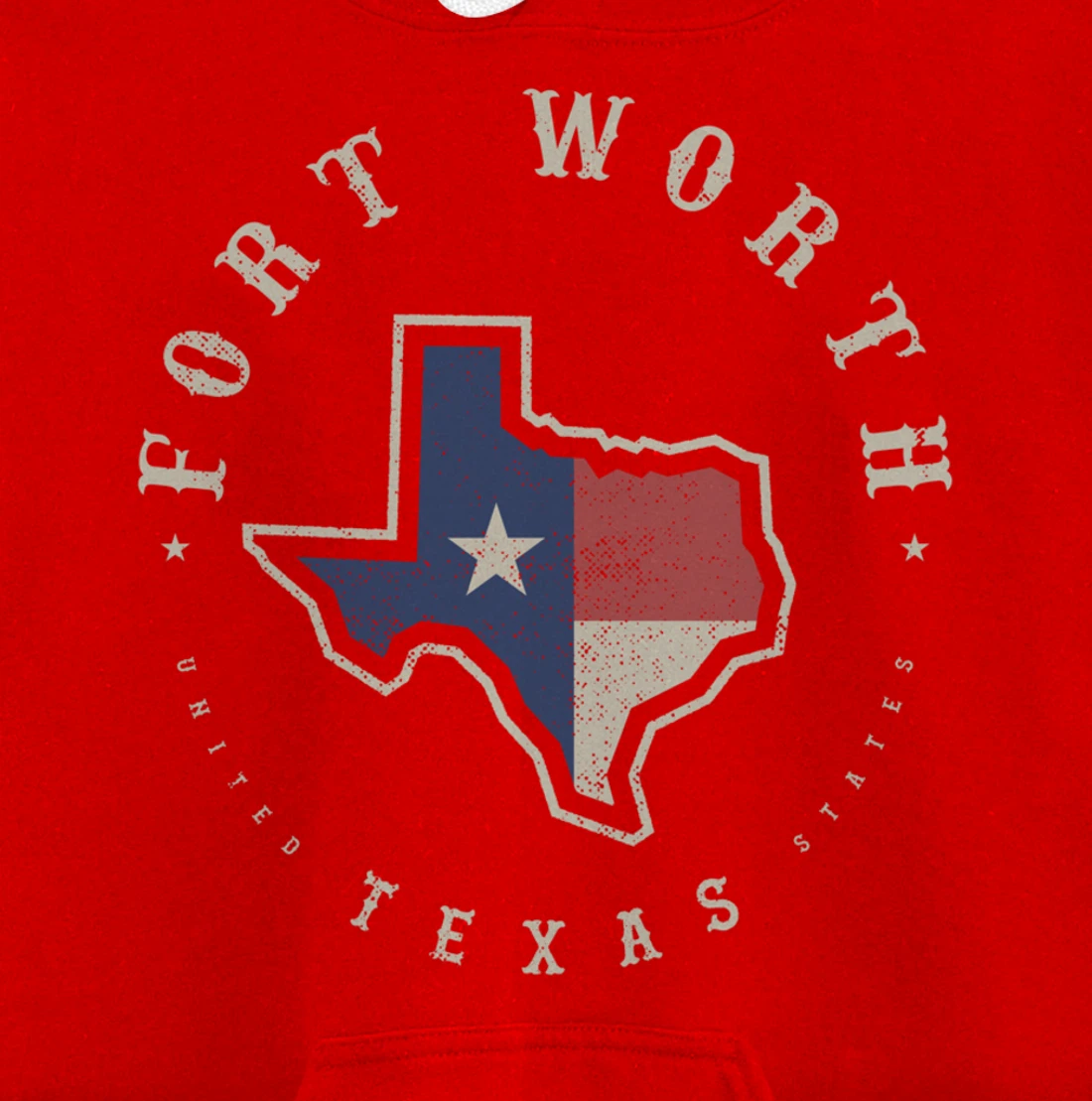 Vintage Fort Worth Texas State Flag Map Souvenir Gift Pullover Hoodie