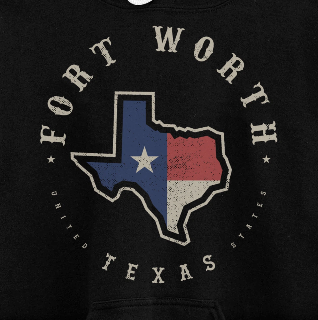 Vintage Fort Worth Texas State Flag Map Souvenir Gift Pullover Hoodie