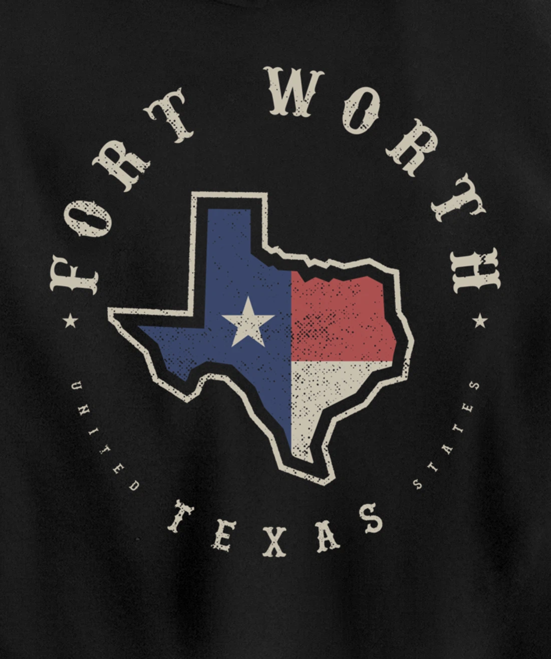 Vintage Fort Worth Texas State Flag Map Souvenir Gift Pullover Hoodie