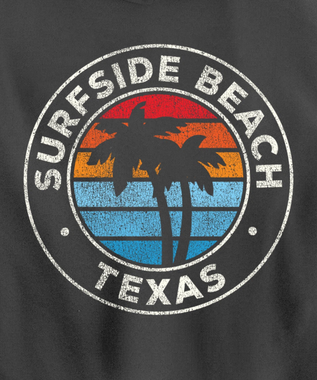 Surfside Beach Texas TX Vintage Graphic Retro 70s Pullover Hoodie