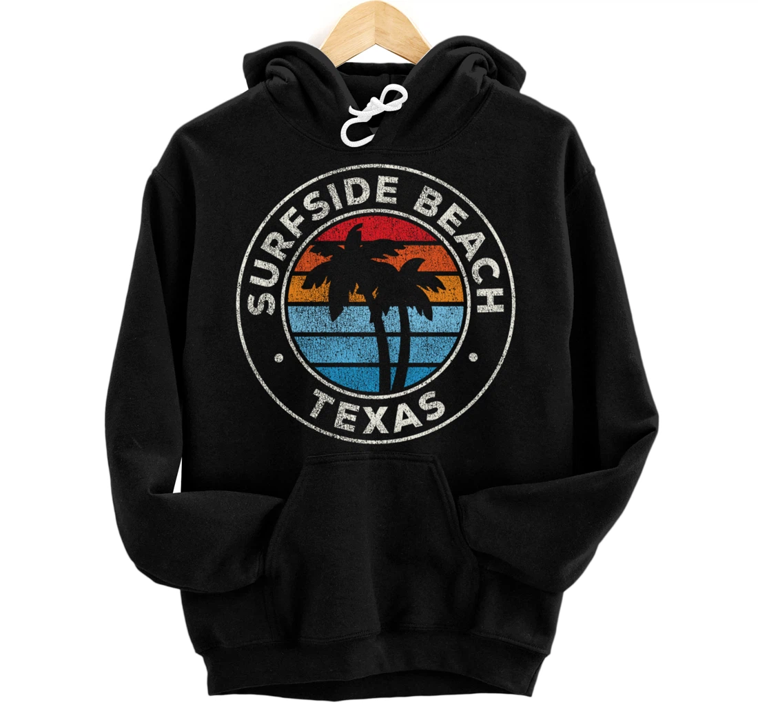 Surfside Beach Texas TX Vintage Graphic Retro 70s Pullover Hoodie