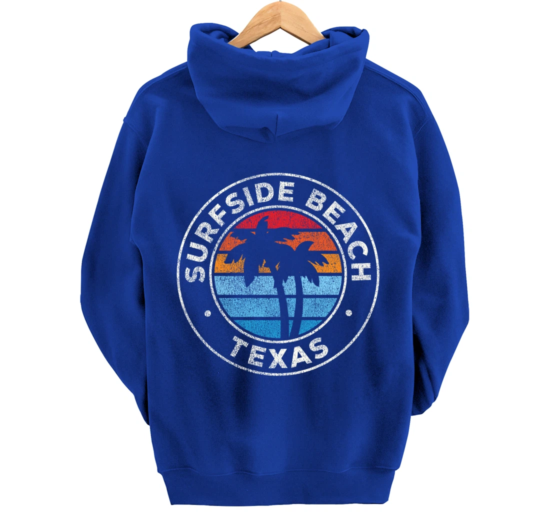 Surfside Beach Texas TX Vintage Graphic Retro 70s Pullover Hoodie