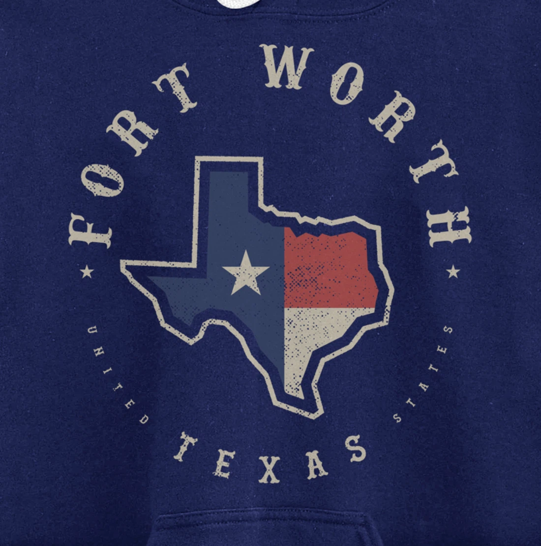 Vintage Fort Worth Texas State Flag Map Souvenir Gift Pullover Hoodie