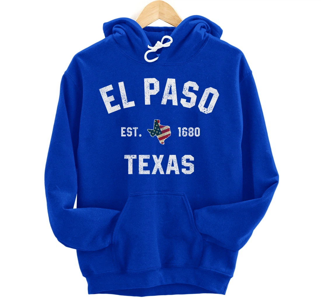 El Paso Texas TX Sports Design Coach Vintage American Flag Pullover Hoodie