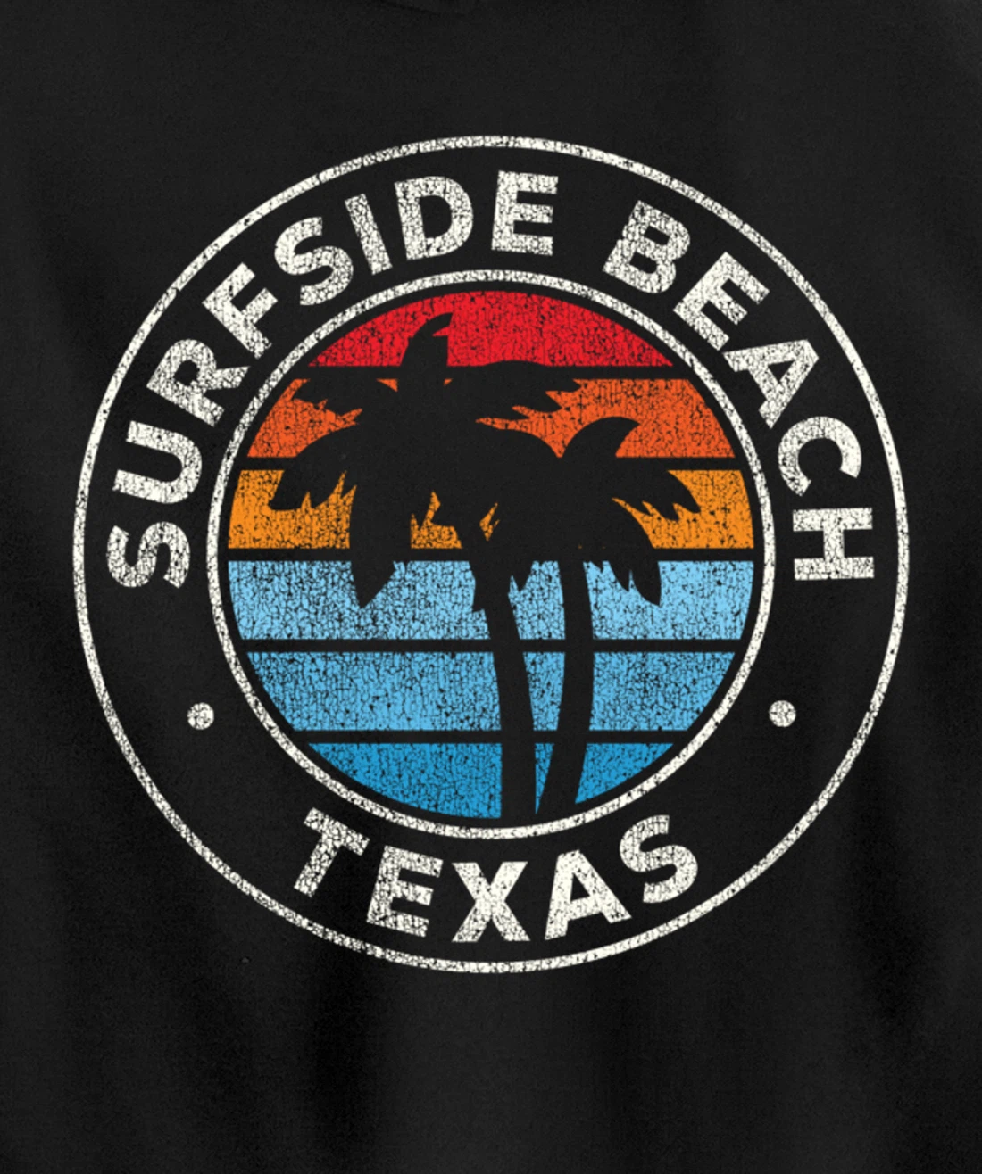 Surfside Beach Texas TX Vintage Graphic Retro 70s Pullover Hoodie