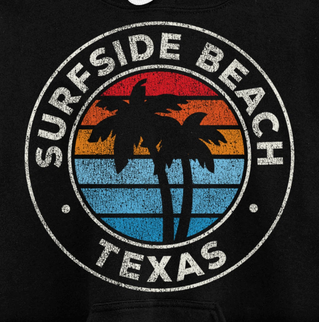 Surfside Beach Texas TX Vintage Graphic Retro 70s Pullover Hoodie