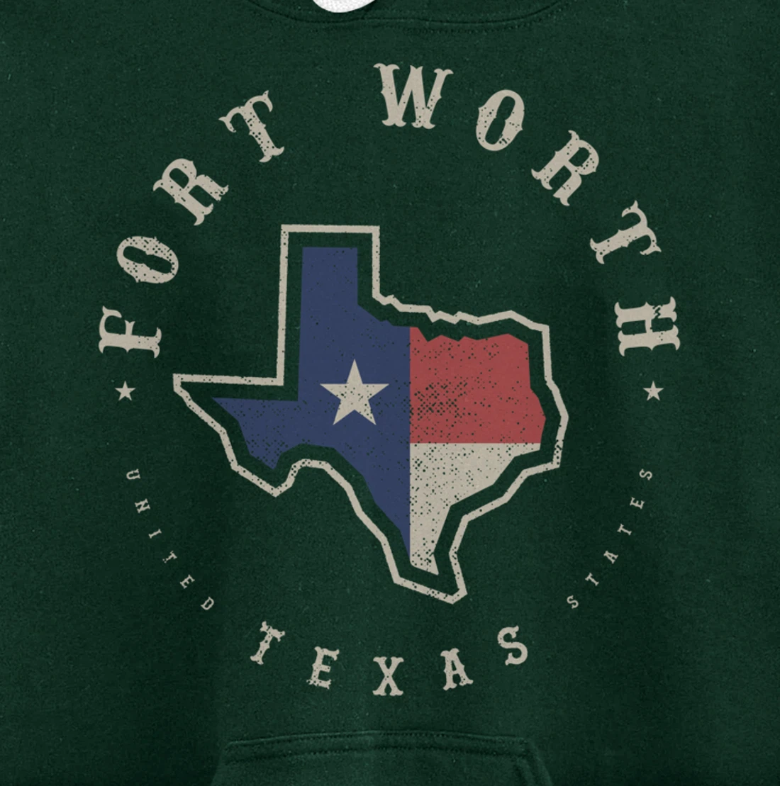 Vintage Fort Worth Texas State Flag Map Souvenir Gift Pullover Hoodie