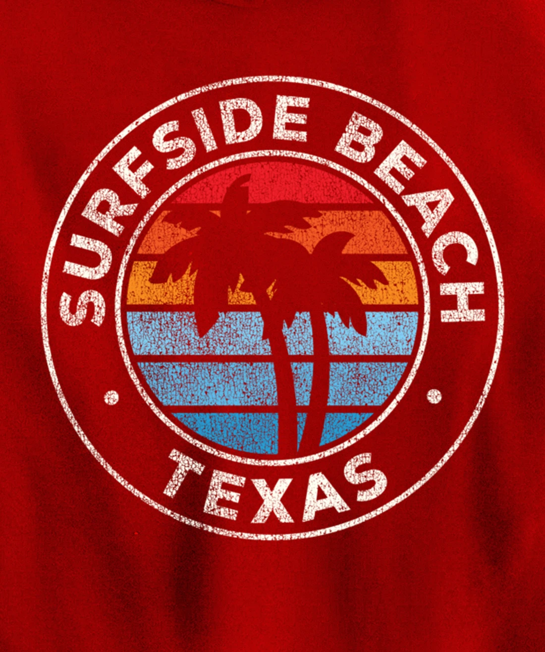 Surfside Beach Texas TX Vintage Graphic Retro 70s Pullover Hoodie