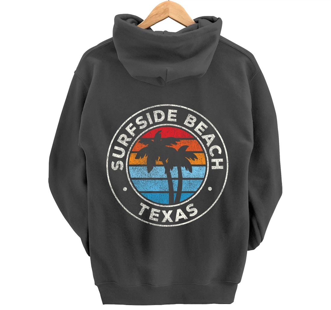 Surfside Beach Texas TX Vintage Graphic Retro 70s Pullover Hoodie