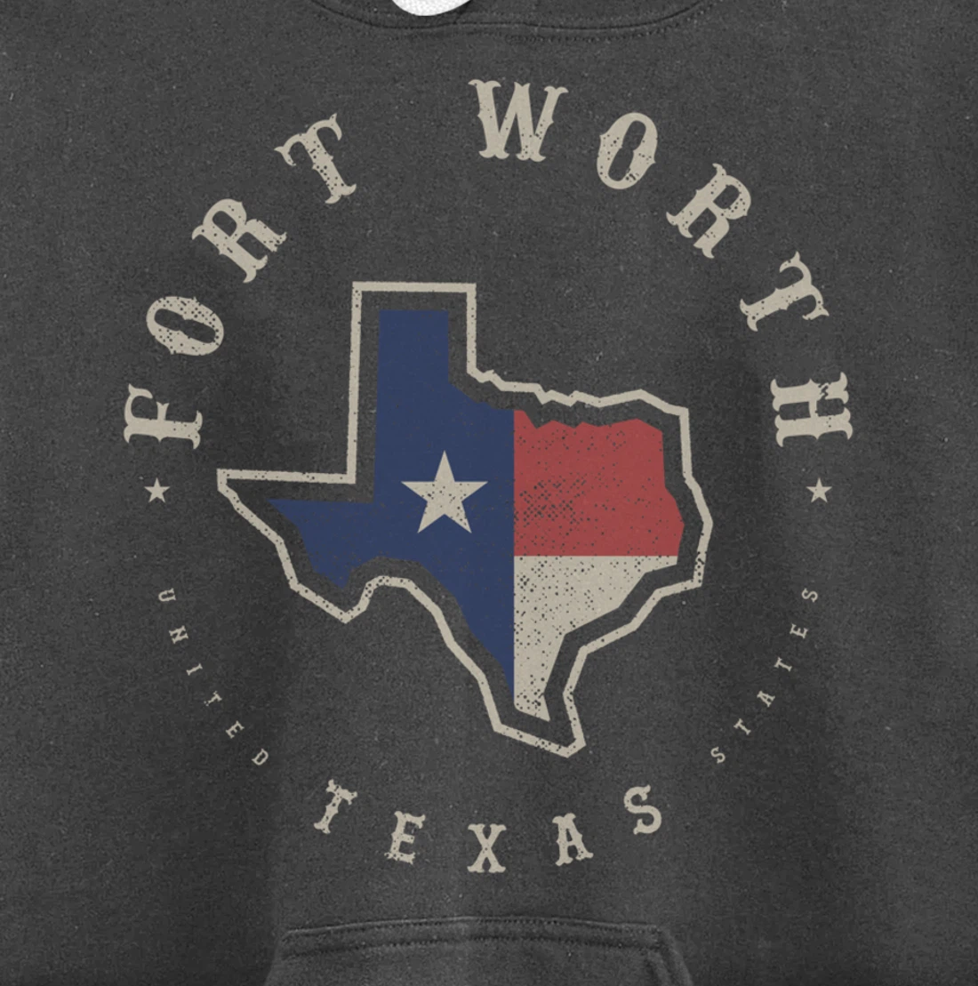 Vintage Fort Worth Texas State Flag Map Souvenir Gift Pullover Hoodie