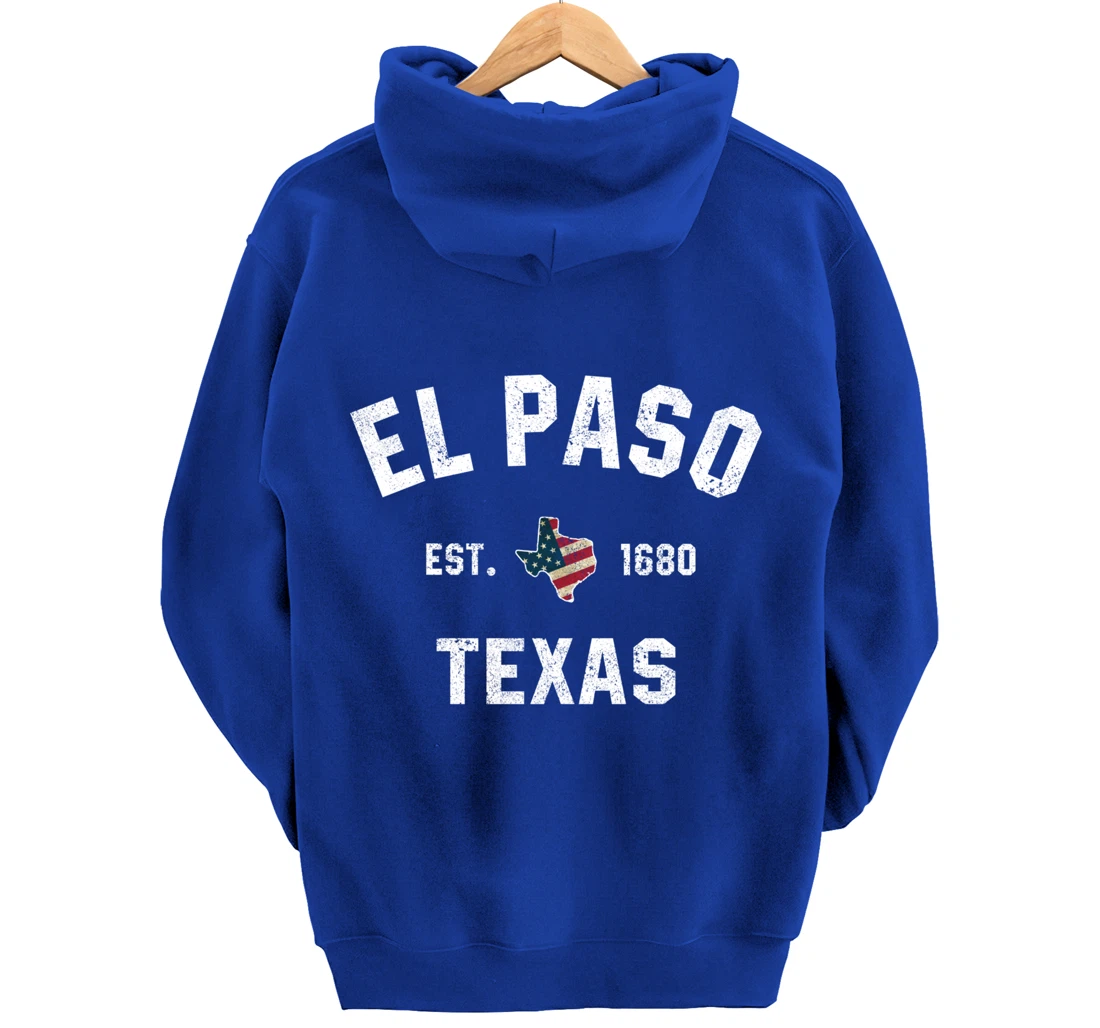 El Paso Texas TX Sports Design Coach Vintage American Flag Pullover Hoodie