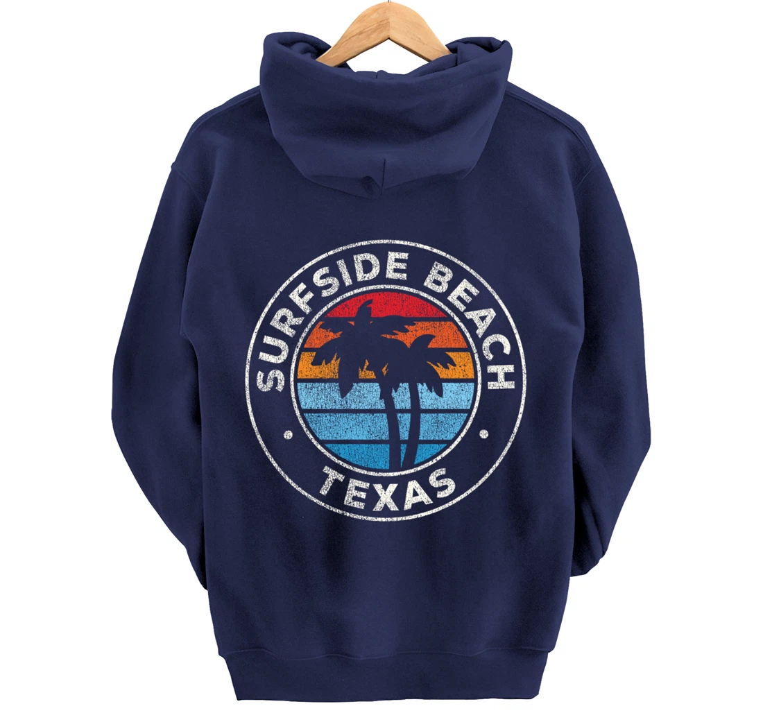 Surfside Beach Texas TX Vintage Graphic Retro 70s Pullover Hoodie