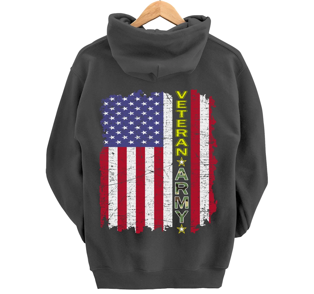 Proud Army Veteran-US Veterans Day Shirt-US Army Veteran Pullover Hoodie