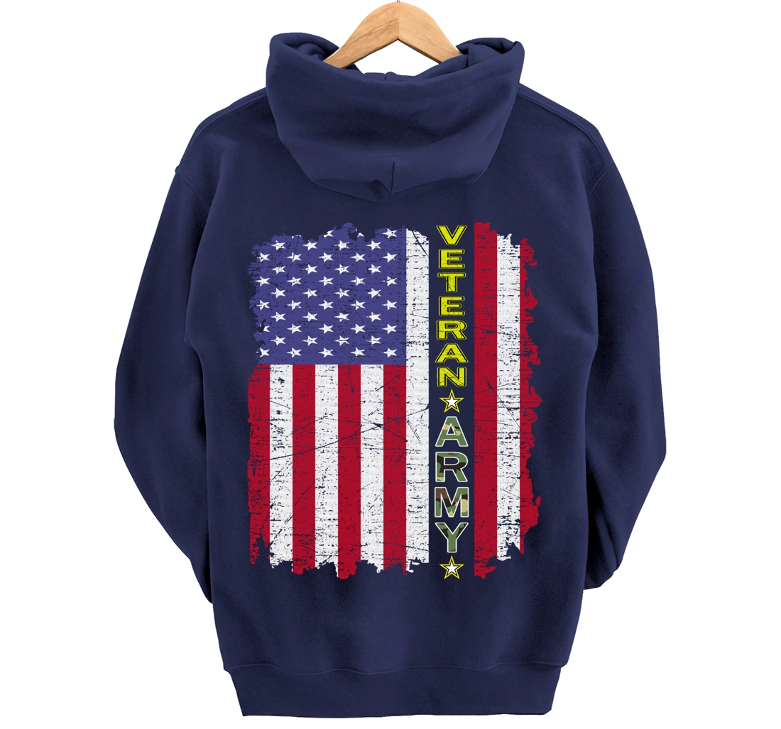 Proud Army Veteran-US Veterans Day Shirt-US Army Veteran Pullover Hoodie