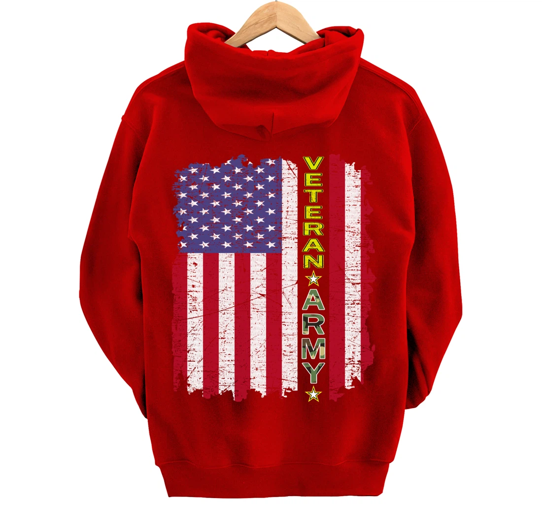 Proud Army Veteran-US Veterans Day Shirt-US Army Veteran Pullover Hoodie