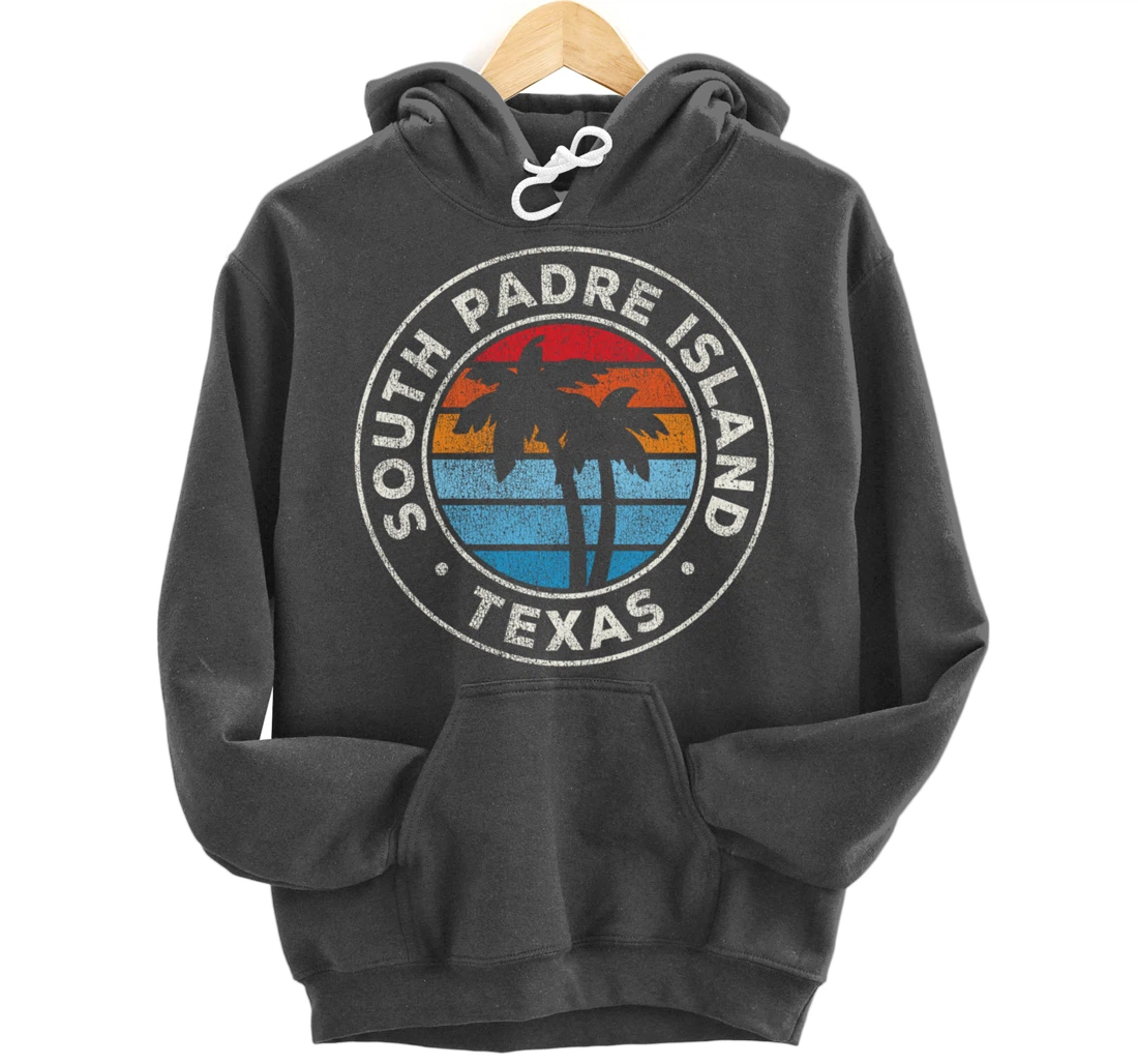 South Padre Island Texas TX Vintage Graphic Retro 70s Pullover Hoodie
