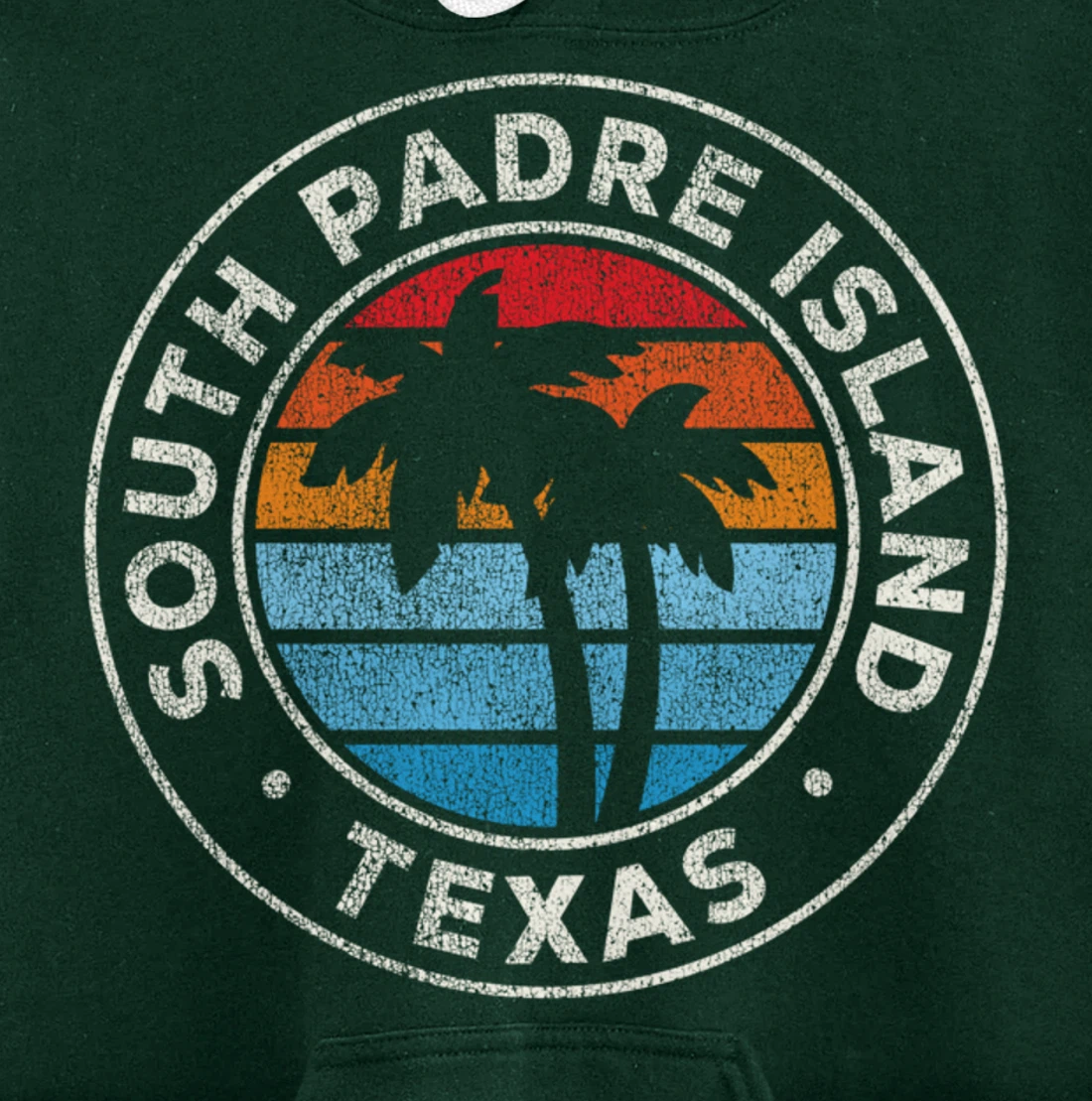 South Padre Island Texas TX Vintage Graphic Retro 70s Pullover Hoodie