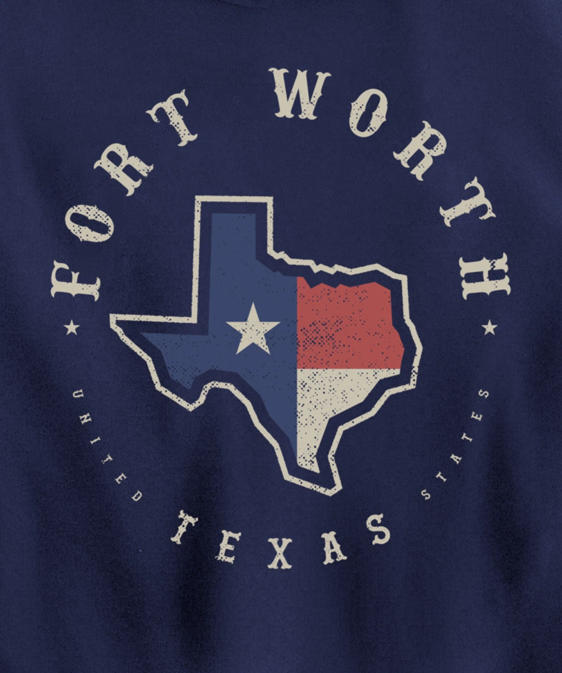 Vintage Fort Worth Texas State Flag Map Souvenir Gift Pullover Hoodie