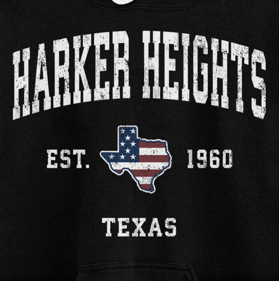 Harker Heights Texas TX Vintage American Flag Sports Design Pullover Hoodie