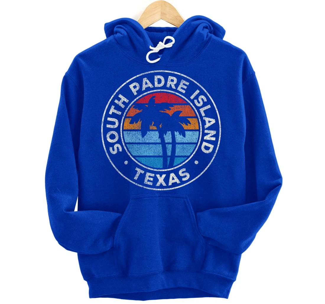 South Padre Island Texas TX Vintage Graphic Retro 70s Pullover Hoodie