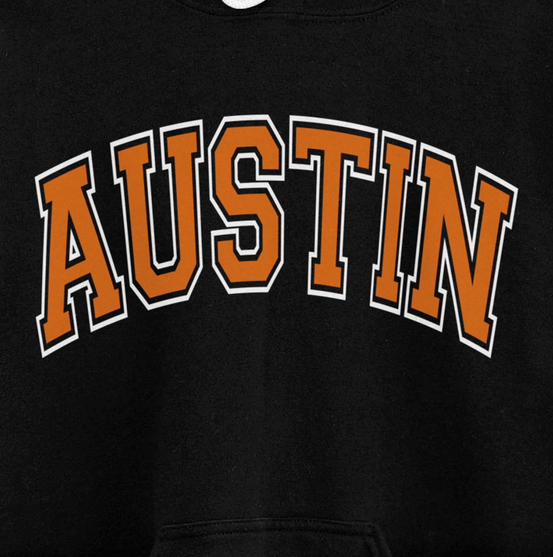 Austin Texas TX Varsity Style Orange Text Pullover Hoodie