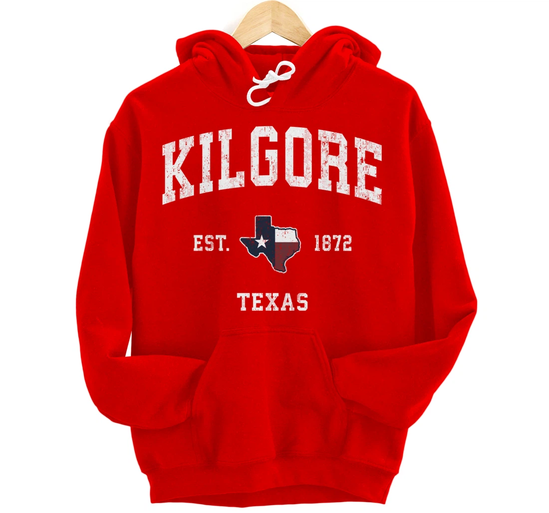 Kilgore Texas TX Vintage State Flag Sports Design Pullover Hoodie