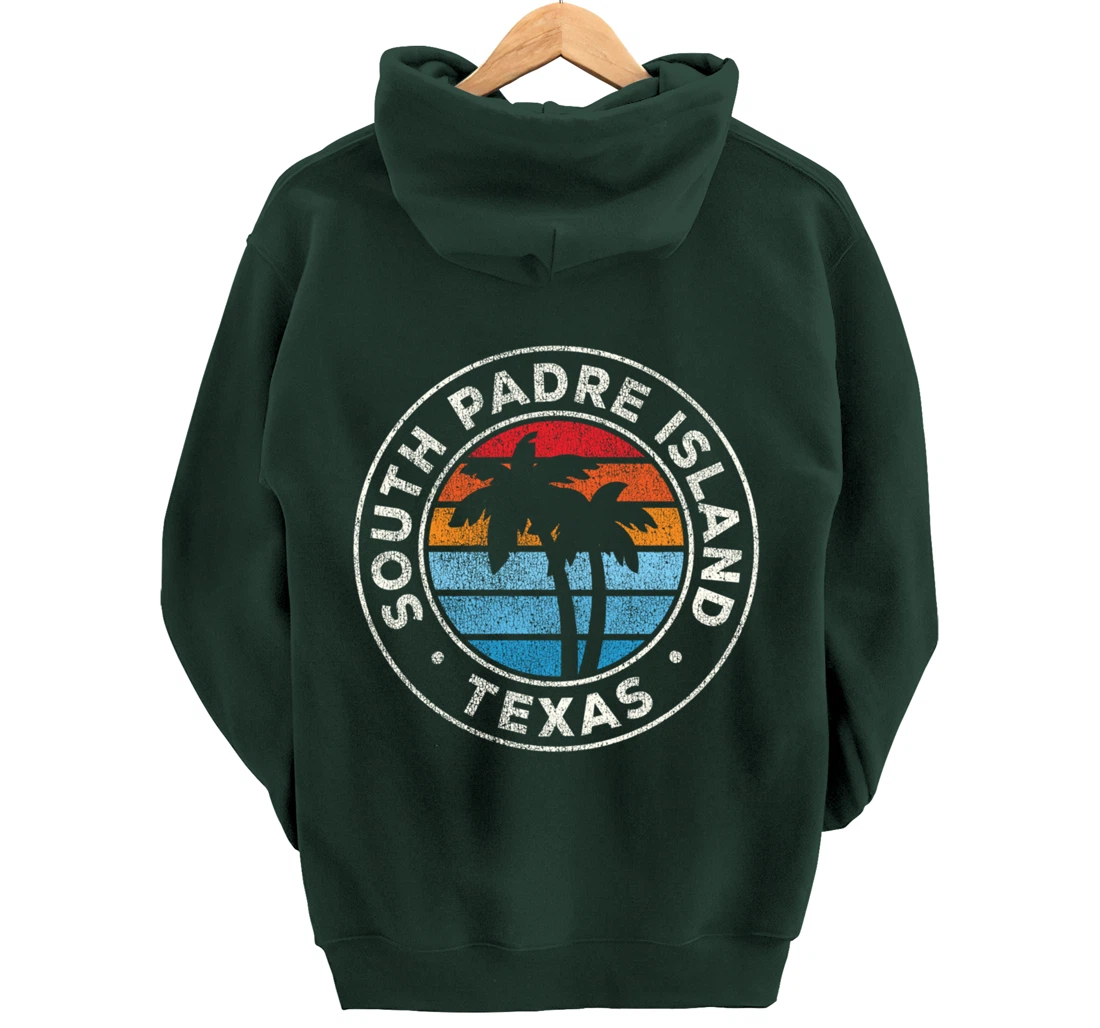 South Padre Island Texas TX Vintage Graphic Retro 70s Pullover Hoodie