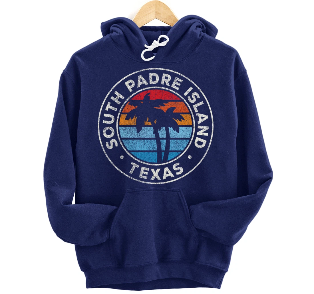 South Padre Island Texas TX Vintage Graphic Retro 70s Pullover Hoodie