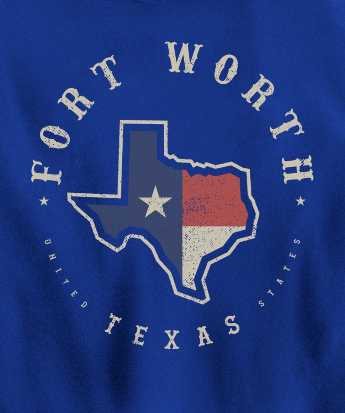 Vintage Fort Worth Texas State Flag Map Souvenir Gift Pullover Hoodie