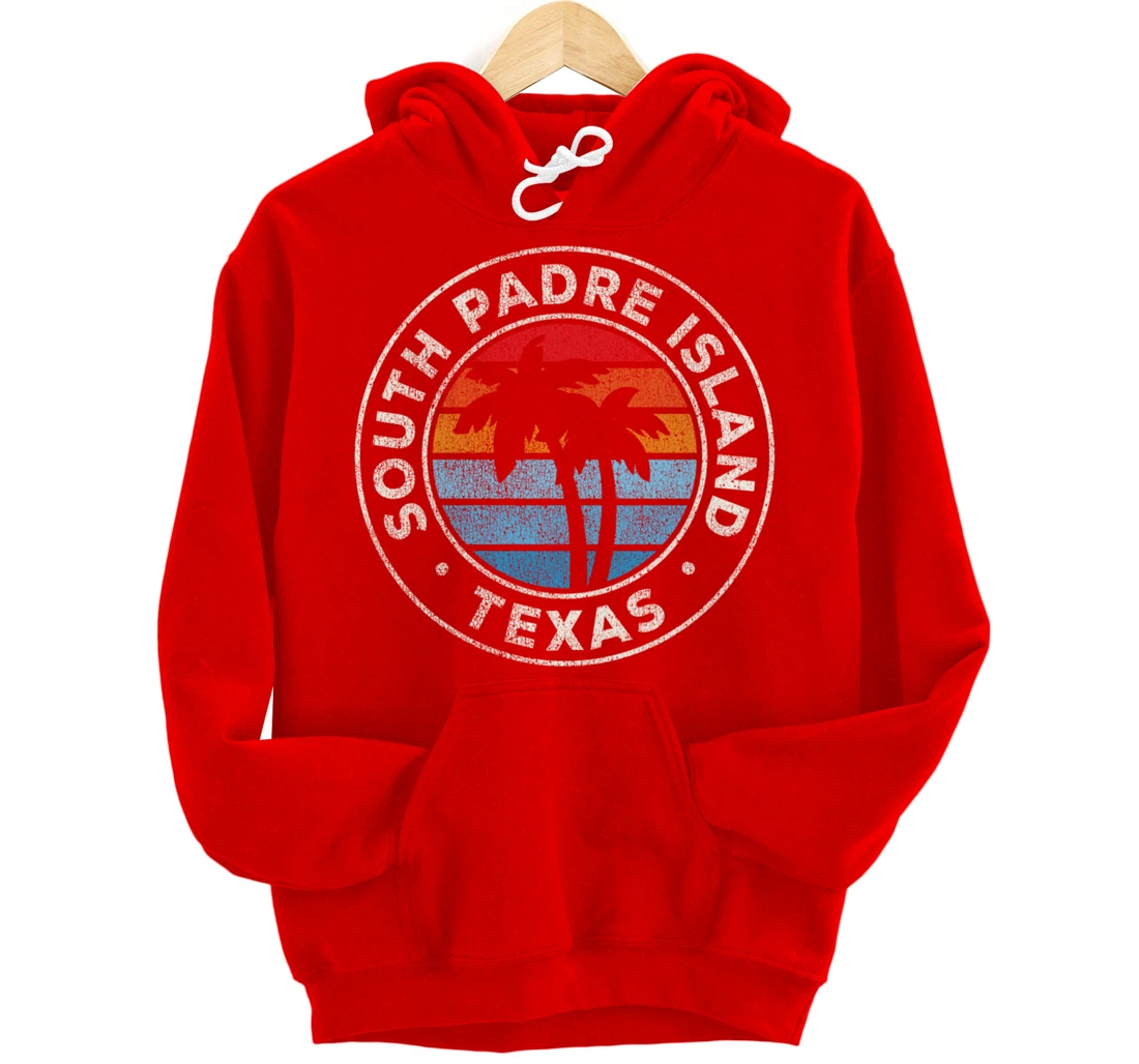 South Padre Island Texas TX Vintage Graphic Retro 70s Pullover Hoodie