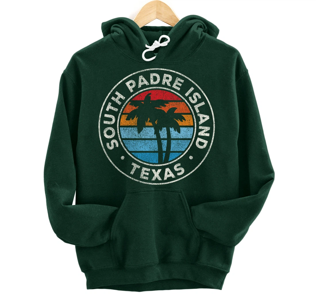 South Padre Island Texas TX Vintage Graphic Retro 70s Pullover Hoodie