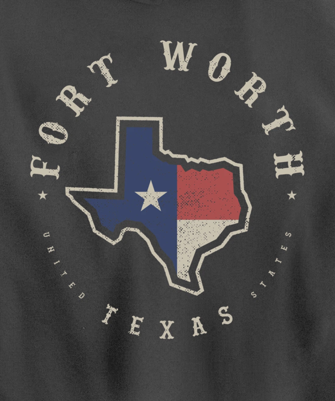 Vintage Fort Worth Texas State Flag Map Souvenir Gift Pullover Hoodie