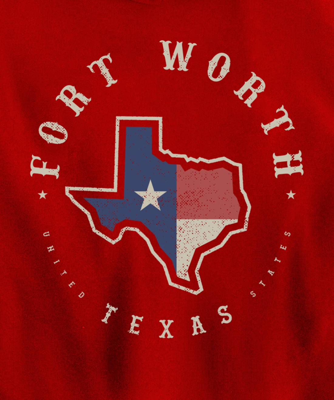 Vintage Fort Worth Texas State Flag Map Souvenir Gift Pullover Hoodie