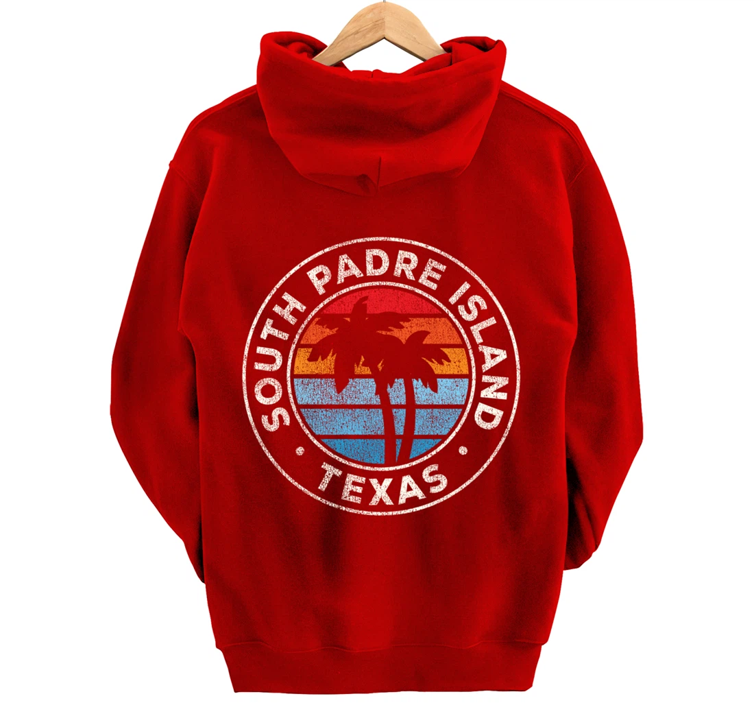 South Padre Island Texas TX Vintage Graphic Retro 70s Pullover Hoodie