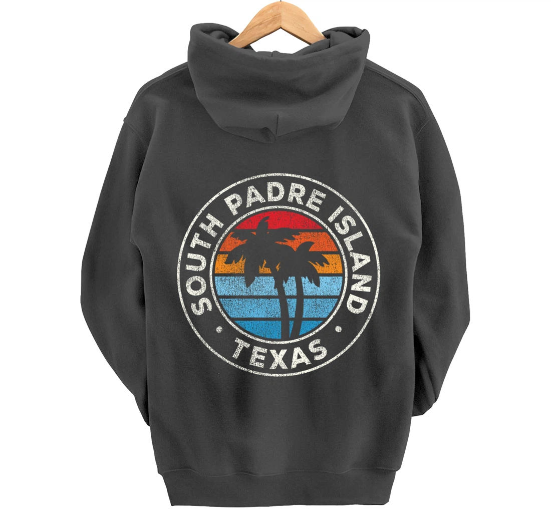South Padre Island Texas TX Vintage Graphic Retro 70s Pullover Hoodie