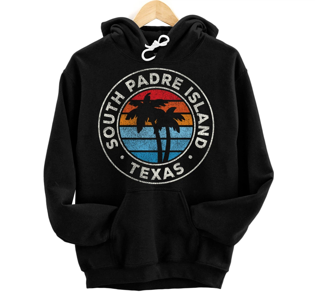 South Padre Island Texas TX Vintage Graphic Retro 70s Pullover Hoodie